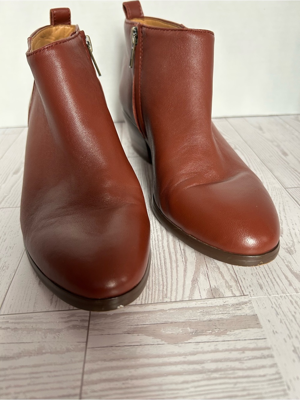 J. Crew Women's Chestnut Leather Ankle Booties